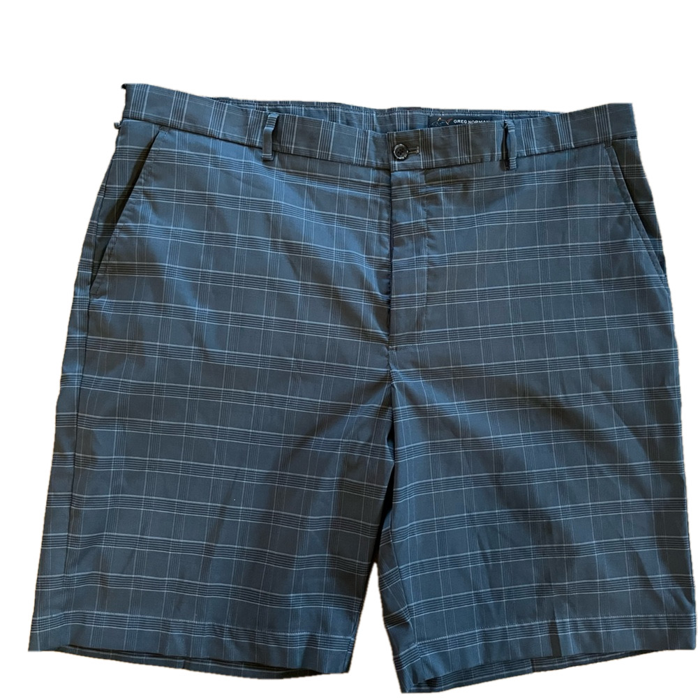 Greg Norman Collection Gray Plaid Performance Golf Shorts Size 40